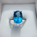 Silver Oval Cut Swiss Blue Topaz  Ring For Women