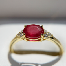 Oval Ruby Ring Gold Plated