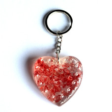 natural Gemstone Keychain - Red heart