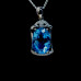 silver oval cut blue topaz pendant